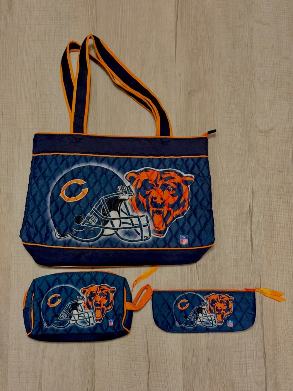 Bradford Exchange NFL Chicago Bears Quilted Purse 3pc Set w/ Accessories Bag New